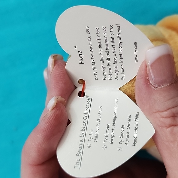 BNWT Hope Beanie Baby Bear Retired with Tag Errors - Picture 10 of 13